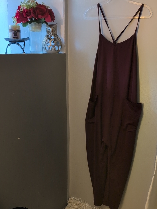 HALARA Pants - HALARA Deep Wine Sleeveless Jumpsuit with Pockets